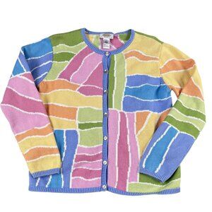 Talbots Womens Colorful Button Down Cardigan Sweater Sz LP